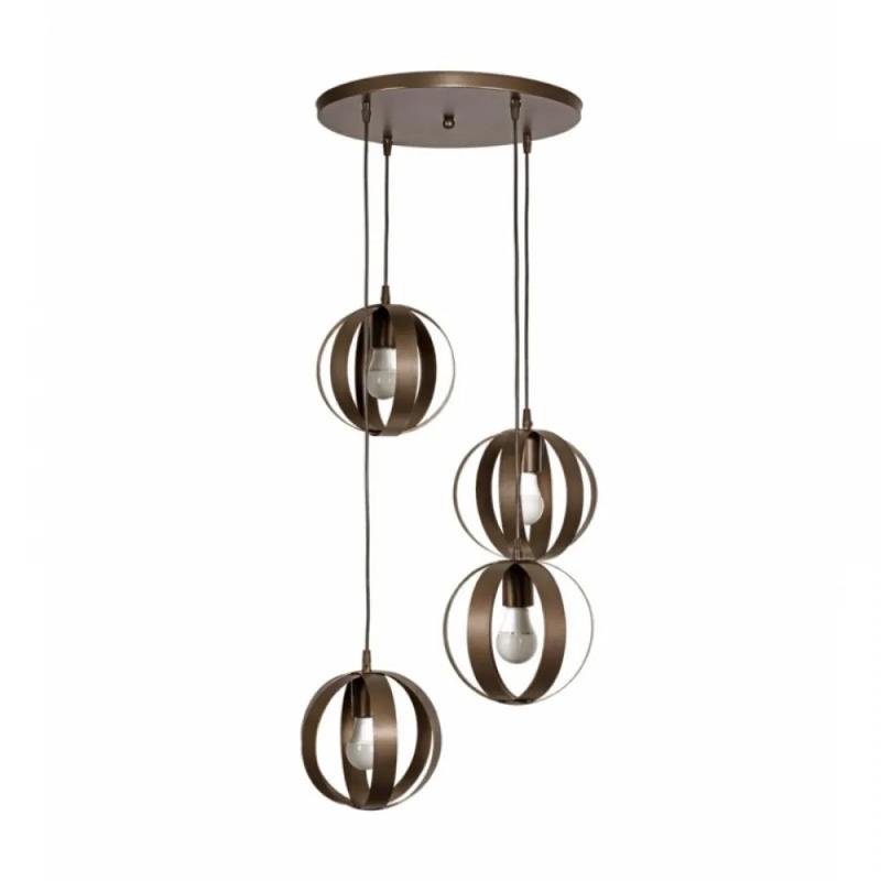 NG Lighting Κρεμαστό Φωτιστικό Οροφής Χειροποίητο Μεταλλικό Σκουριά Τετράφωτο Ε27 40x80cm 2026122